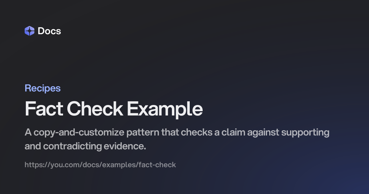Fact Check Skill | You.com | Documentation