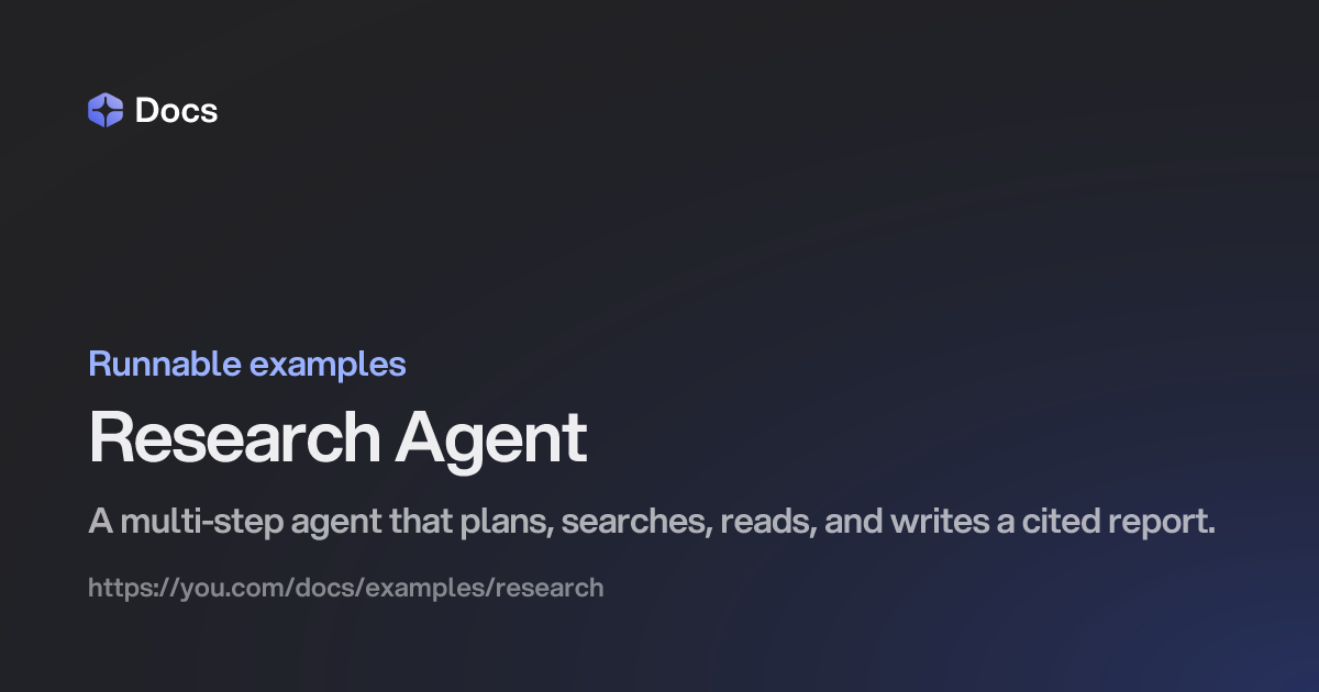 Research Agent | You.com | Documentation
